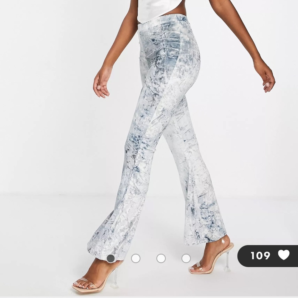 ASOS DESIGN TALL crushed velvet flare pant in blue